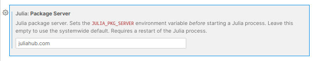 Julia: Package Server option in Julia VS Code extension