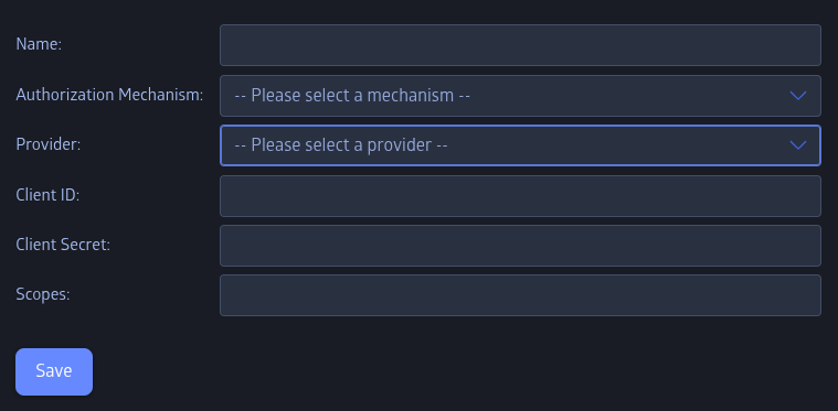 Add provider dialog