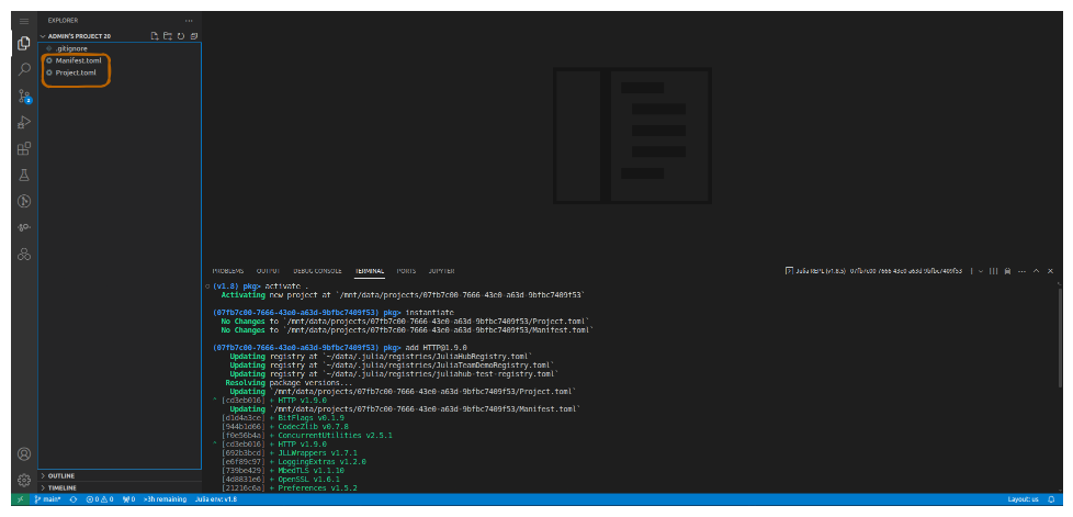 Launching a project and adding package