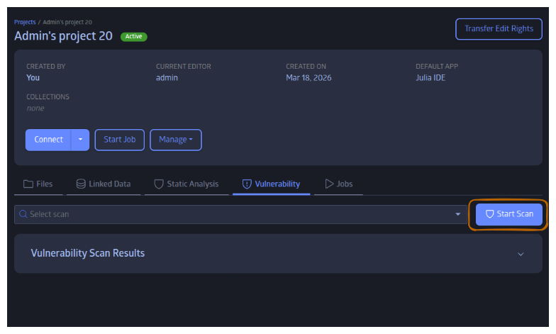 Starting a Vulnerability scan