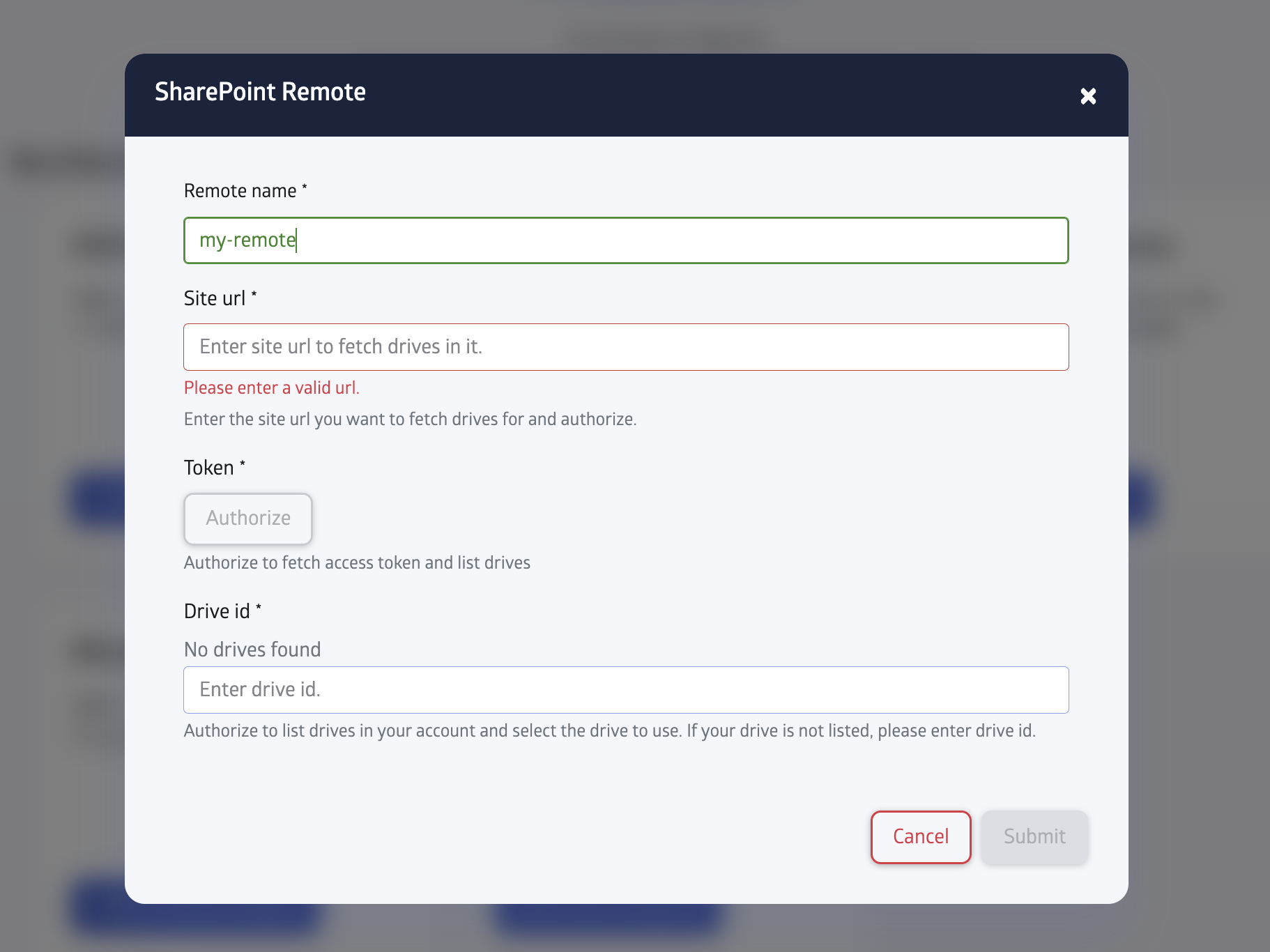 Microsoft SharePoint modal