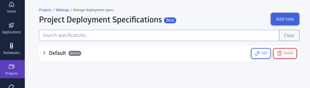 New deployment specification