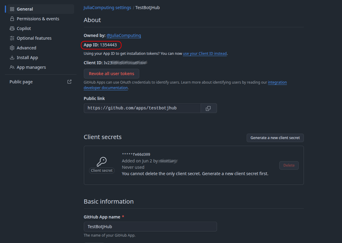 GitHub app id