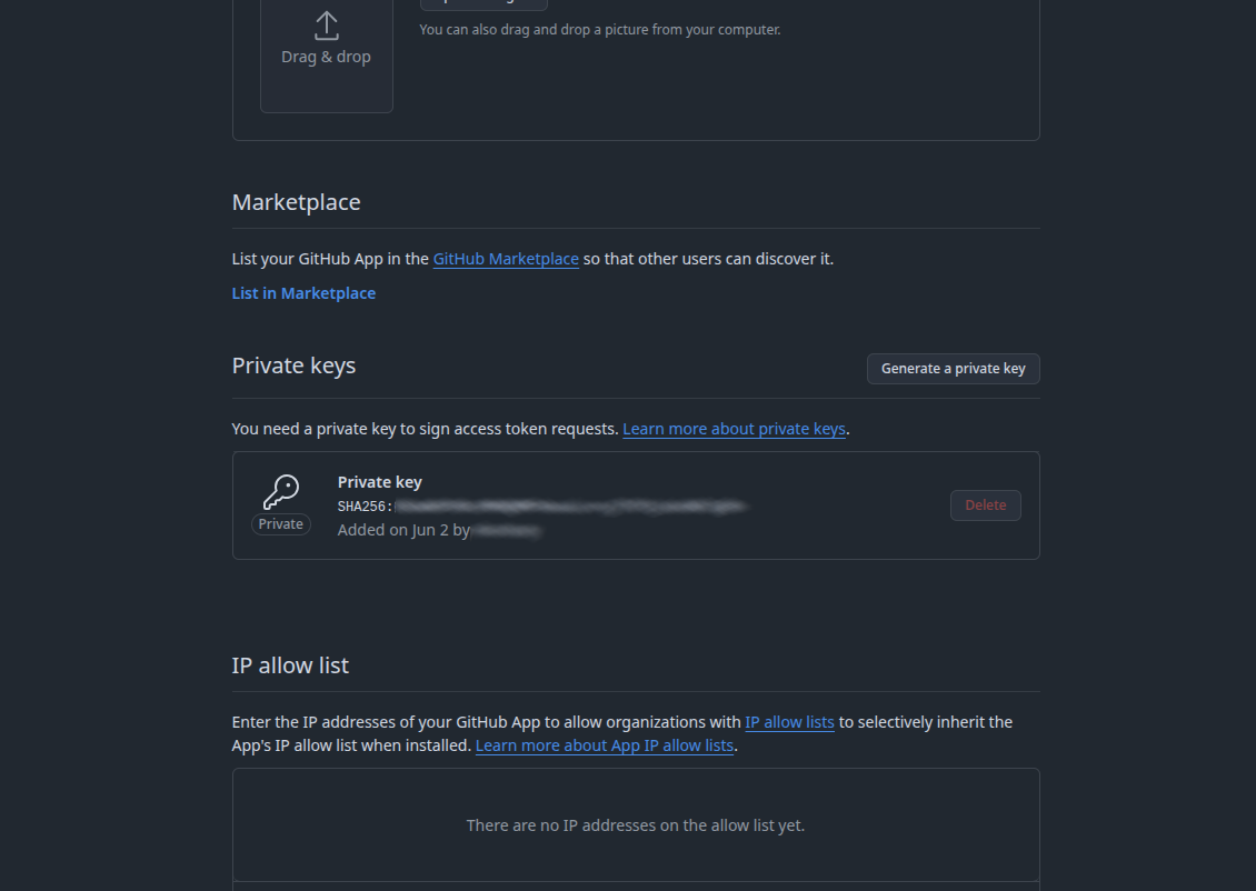 GitHub app private key