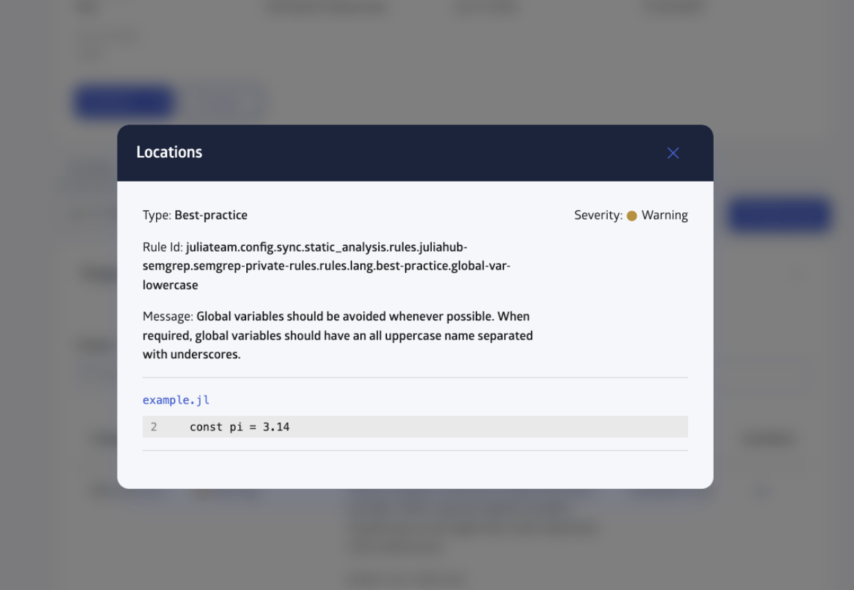 Details of the issue found in the code